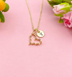 Gold Heart Zirconia Charm Necklace, Red, N6040