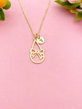 Gold Teardrop Bowknot Charm Necklace, N6041