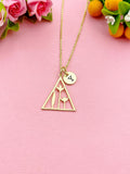Gold Triangle Flower Leaf Charm Necklace, N6042