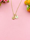 Gold Tiny Tiny Daisy Flower Charm Necklace, N6046
