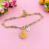 Gold Papaya Charm Bracelet, Orange Papaya Charm, N5726A