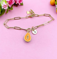 Gold Papaya Charm Bracelet, Orange Papaya Charm, N5726A