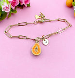 Gold Papaya Charm Bracelet, Orange Papaya Charm, N5726A