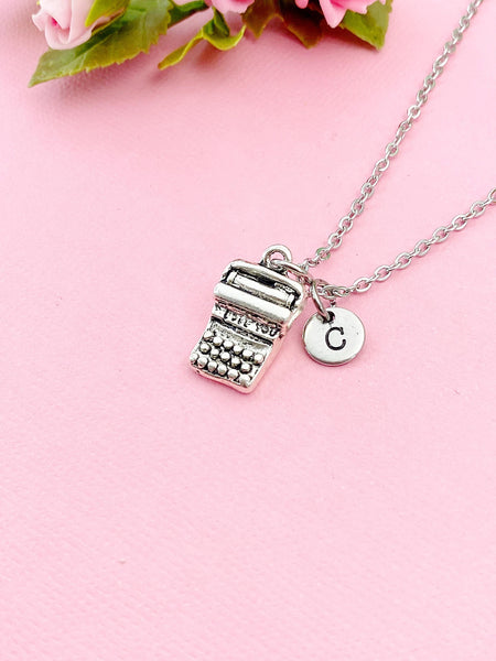 Silver Typewriter Charm Necklace, N567