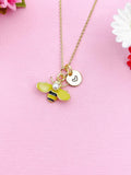 Gold Yellow Bee Insect Charm Necklace, N5496