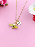 Gold Yellow Bee Insect Charm Necklace, N5496