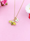 Gold Yellow Bee Insect Charm Necklace, N5496