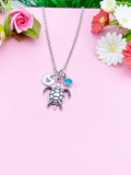 Silver Turtle Charm Necklace, Sea Turtle Love Pet Travel Gifts Ideas, N6048