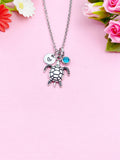 Silver Turtle Charm Necklace, Sea Turtle Love Pet Travel Gifts Ideas, N6048