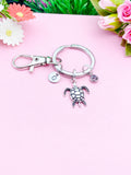 Silver Turtle Charm Keychain, Sea Turtle Love Pet Travel Gifts Ideas, N6048A