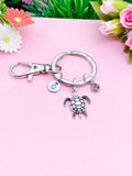 Silver Turtle Charm Keychain, Sea Turtle Love Pet Travel Gifts Ideas, N6048A