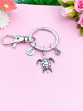 Silver Turtle Charm Keychain, Sea Turtle Love Pet Travel Gifts Ideas, N6048A