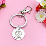 Silver Volleyball Keychain Bracelet Necklace Optional, D166