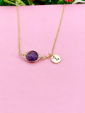 Gold Amethyst Necklace, Wire Wrapped, N3374