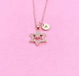 Rose Gold Star of David Zirconia Charm Necklace, N6050