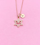 Rose Gold Star of David Zirconia Charm Necklace, N6050