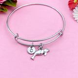 Seal Charm Bangle Bracelet, Initial Charm, Manatee Sea Cow, Biologist Gift