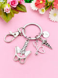 Silver Anatomy Pelvis Bone Stethoscope Caduceus Charm Keychain, Radiologists Gift, Chiropractors, Physical Therapists, N5983