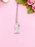Silver Skeleton Death Scythe Charm Necklace, Stainless Steel Waterproof, N1934