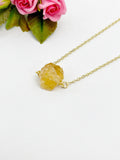 Gold Citrine Necklace, Natural Gemstone Jewelry, November Birthday Gift, N4256