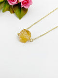 Gold Citrine Necklace, Natural Gemstone Jewelry, November Birthday Gift, N4256
