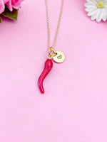 Gold Red Hot Chili Pepper Charm Necklace, Red Chili Charm, Red Pepper Charm, Hot and Spicy Charm,  Foodie Gift, Personalized Gift, N1697