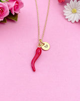 Gold Red Hot Chili Pepper Charm Necklace, Red Chili Charm, Red Pepper Charm, Hot and Spicy Charm,  Foodie Gift, Personalized Gift, N1697