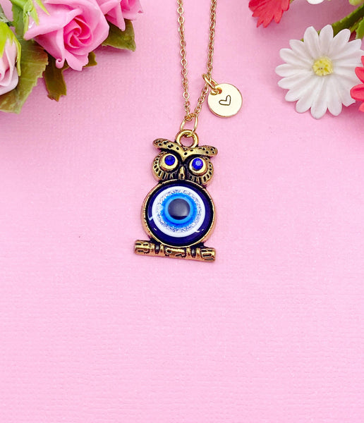 Gold Evil Eye Owl Charm Necklace Christmas Gifts, N3692