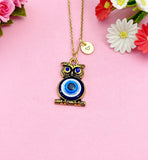 Gold Evil Eye Owl Charm Necklace Christmas Gifts, N3692