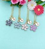 Gold Sakura Flower Charm Necklace, Japanese Cherry Blossom, N5911A