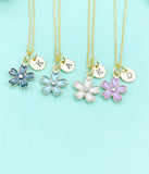 Gold Sakura Flower Charm Necklace, Japanese Cherry Blossom, N5911A