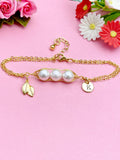 Gold Shell Pearl Leaf Charm Bracelet, N6052