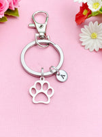 Silver Stainless Steel Paw Keychain, N3871B