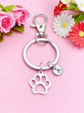 Silver Stainless Steel Paw Keychain, N3871B