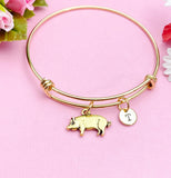 Gold Pig Charm Bracelet, Silver in Option, N1410