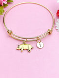 Gold Pig Charm Bracelet, Silver in Option, N1410