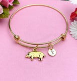 Gold Pig Charm Bracelet, Silver in Option, N1410