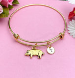 Gold Pig Charm Bracelet, Silver in Option, N1410