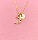 Gold Moon Star Zirconia Charm Necklace, N6053