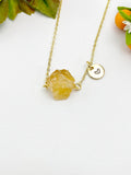 Gold Citrine Necklace, Natural Gemstone Jewelry, November Birthday Gift, N4256A