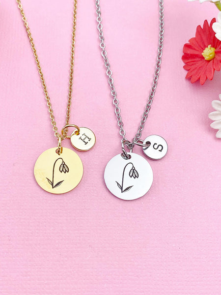 Silver or Gold Snowdrop Charm Necklace, N3826B
