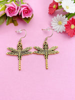 Gold or Silver Dragonfly Charm Earrings, N56A