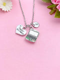 Silver Happy Retirement Charm Necklace, Computer Laptop Charm Necklace, Personalized Retirement Gift, N1288