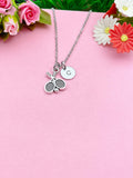 Silver Tennis Racket Charm Necklace, Personalized Initial