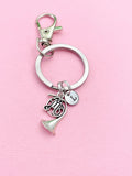 Silver French Horn Charm Keychain, Matching Band Gifts, Personalized Gift, N1296