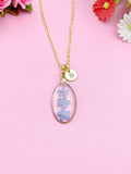 Gold or Silver Forget Me Not Charm Necklace, Gold in Option, N5558A