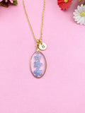 Gold or Silver Forget Me Not Charm Necklace, Gold in Option, N5558A