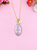 Gold or Silver Forget Me Not Charm Necklace, Gold in Option, N5558A