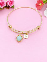 Gold Natural Jade Star Cut Charm Bracelet, Natural Gemstone Jewelry, N3962