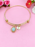 Gold Natural Jade Star Cut Charm Bracelet, Natural Gemstone Jewelry, N3962